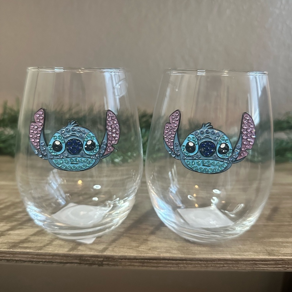 Disney Stitch Stemless Wine Glass Set